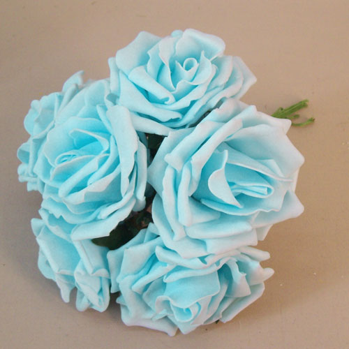 Colourfast Cottage Foam Roses Bundle Baby Blue 6 Pack 24cm Foam Flowers